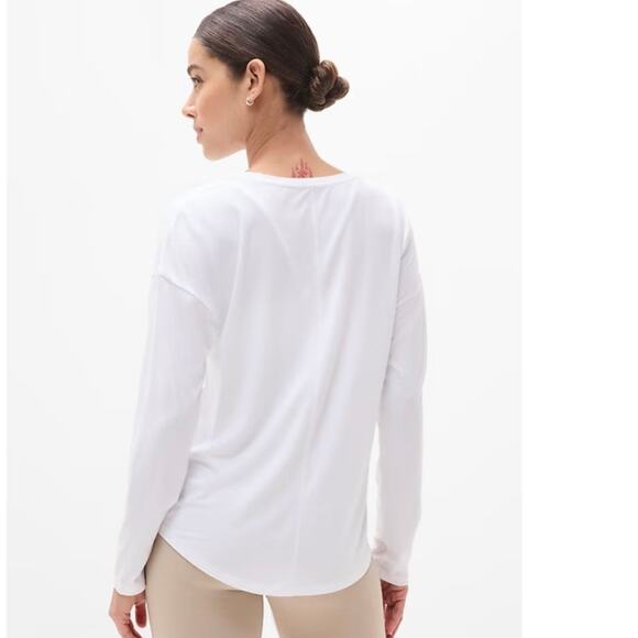 ATHLETA Move With Ease Top Bright White XS Long Sleeve Tee Lightweight Relaxed - Picture 2 of 8